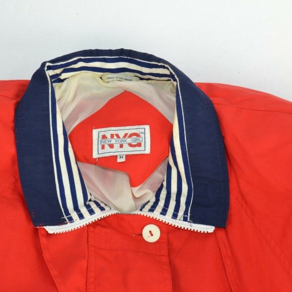 Vtg 1990's New York Girl Jacket, Red/Navy Blue - Full Zip Medium - Picture 5 of 6